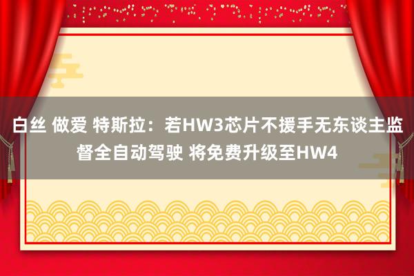 白丝 做爱 特斯拉：若HW3芯片不援手无东谈主监督全自动驾驶 将免费升级至HW4