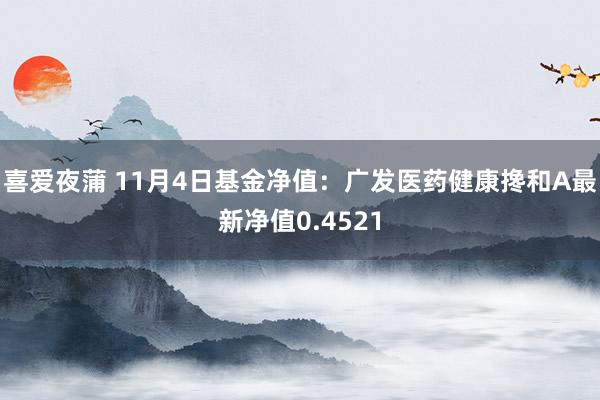 喜爱夜蒲 11月4日基金净值：广发医药健康搀和A最新净值0.4521