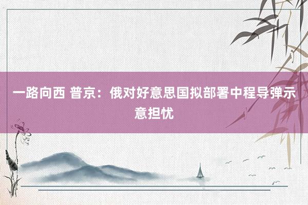 一路向西 普京：俄对好意思国拟部署中程导弹示意担忧