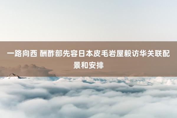 一路向西 酬酢部先容日本皮毛岩屋毅访华关联配景和安排