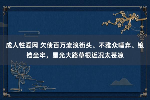 成人性爱网 欠债百万流浪街头、不雅众唾弃、锒铛坐牢，星光大路草根近况太苍凉