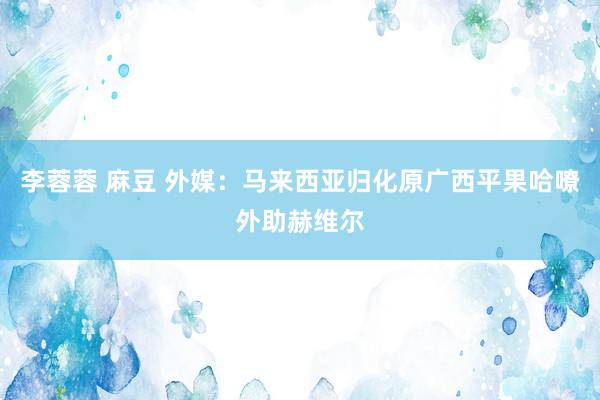李蓉蓉 麻豆 外媒：马来西亚归化原广西平果哈嘹外助赫维尔