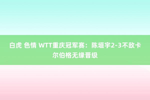 白虎 色情 WTT重庆冠军赛：陈垣宇2-3不敌卡尔伯格无缘晋级