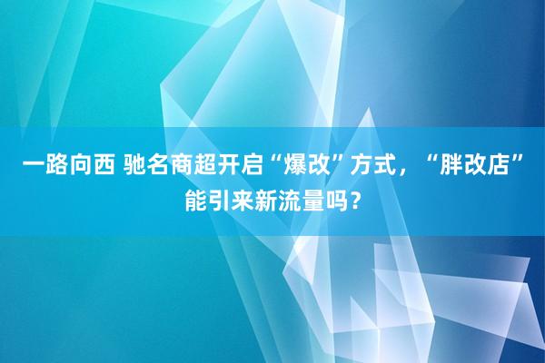 一路向西 驰名商超开启“爆改”方式，“胖改店”能引来新流量吗？