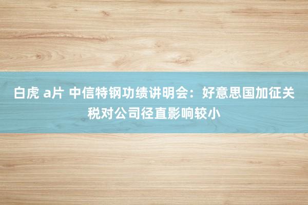 白虎 a片 中信特钢功绩讲明会：好意思国加征关税对公司径直影响较小