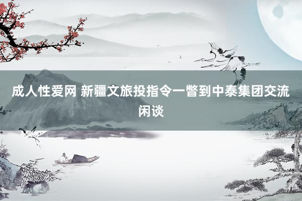成人性爱网 新疆文旅投指令一瞥到中泰集团交流闲谈