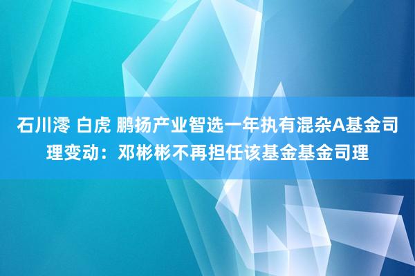石川澪 白虎 鹏扬产业智选一年执有混杂A基金司理变动：邓彬彬不再担任该基金基金司理
