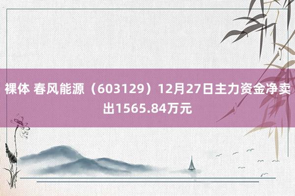 裸体 春风能源（603129）12月27日主力资金净卖出1565.84万元