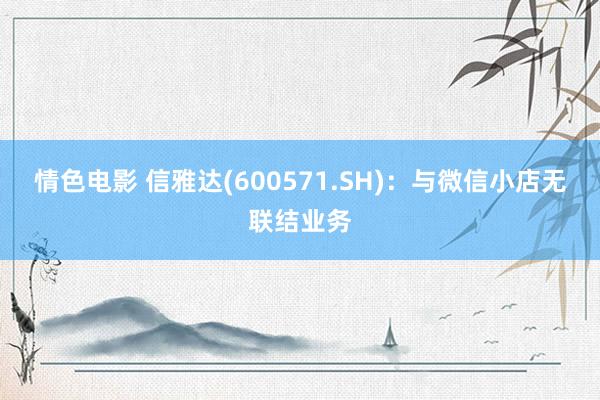 情色电影 信雅达(600571.SH)：与微信小店无联结业务
