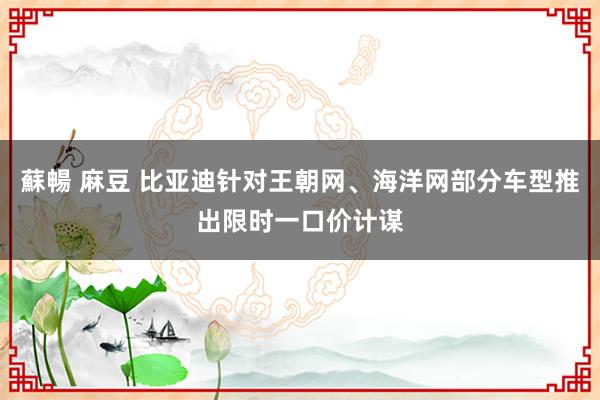 蘇暢 麻豆 比亚迪针对王朝网、海洋网部分车型推出限时一口价计谋