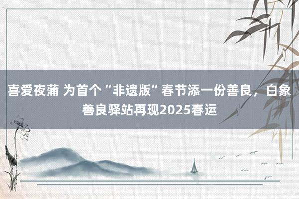 喜爱夜蒲 为首个“非遗版”春节添一份善良，白象善良驿站再现2025春运