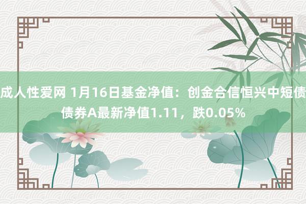成人性爱网 1月16日基金净值：创金合信恒兴中短债债券A最新净值1.11，跌0.05%