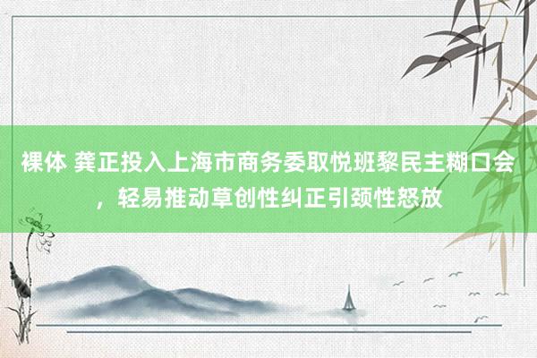 裸体 龚正投入上海市商务委取悦班黎民主糊口会，轻易推动草创性纠正引颈性怒放